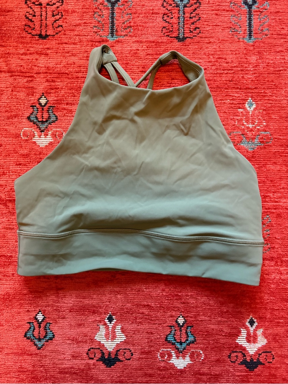 Lululemon Energy Olive Green High-Neck Sports Bra